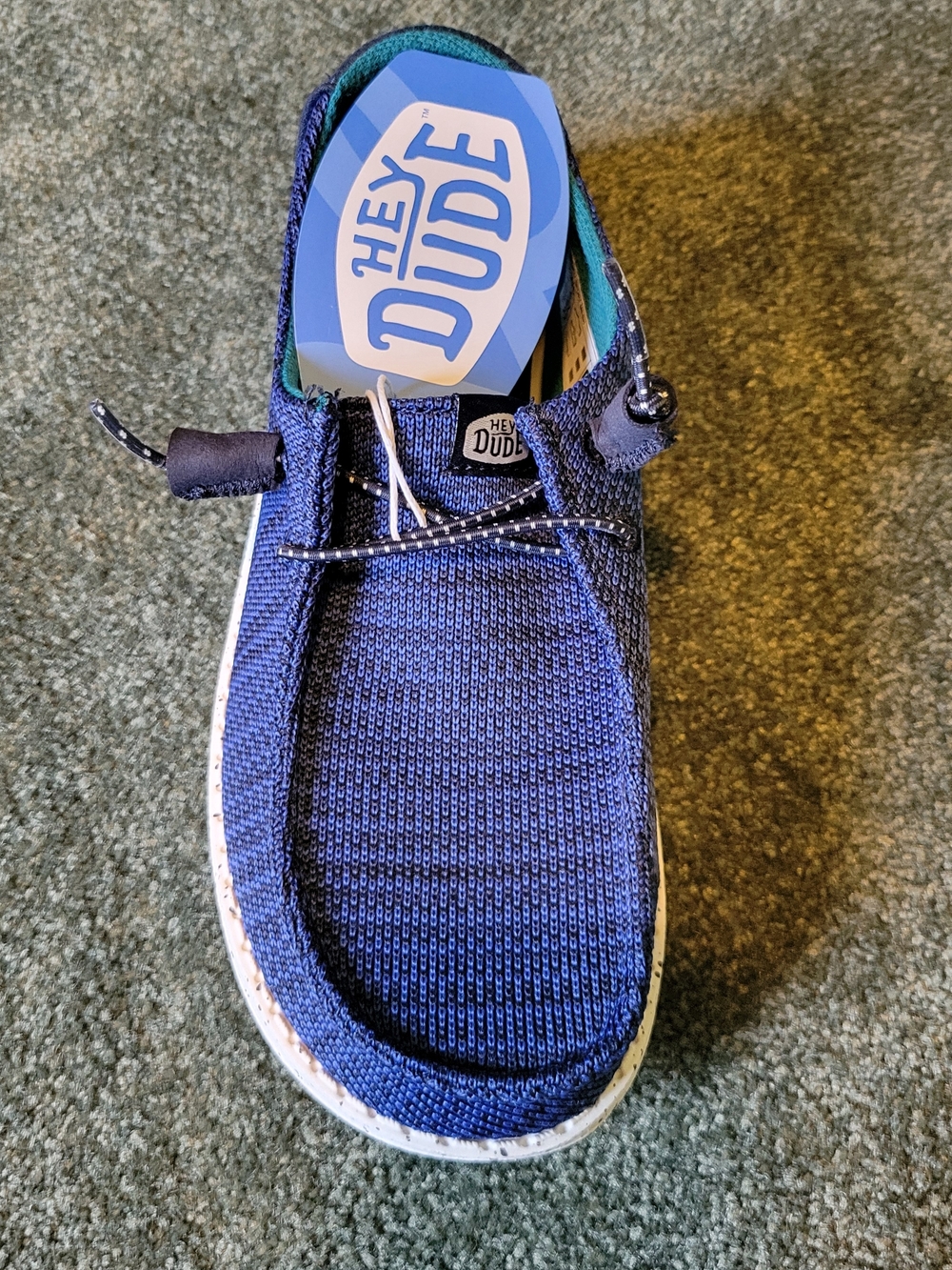 NWTs Womens Hey Dude Size 7 Blue Knit Casual Slip-On